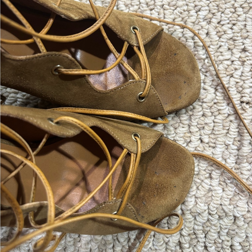 Saint Laurent Suede Lace-Up Gladiator Heeled Sandals - Picture 13 of 13